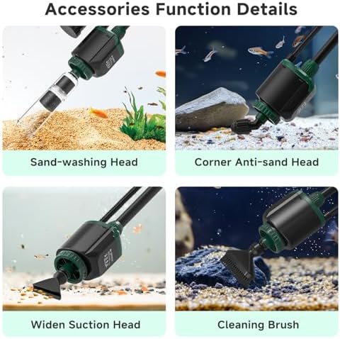 AQQA 6-in-1 Aquarium Gravel Cleaner, 600GPH Adjustable Water Flow Tool - Image 3