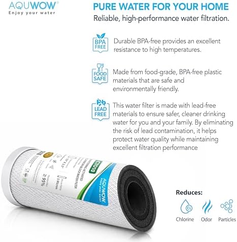 CTO10 5 Micron 2.5" x 10" Carbon Block Water Filter Set – Replacement Cartridges for Whole House and Under Sink Systems, Universal Standard Size (3, 10 x 2.5) - Image 5