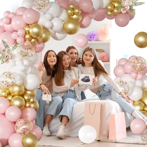 Pink White Gold Balloon Arch Kit, 138Pcs Birthday Decor - Image 3