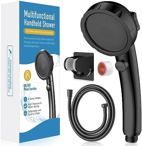 High Pressure Shower Head with Handheld, Black by HEROBAI