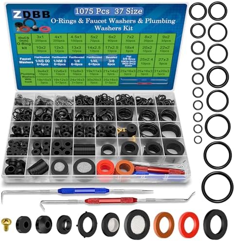 1075 Pcs 3-in-1 Spigot Repair Washers & Hose Gasket & Faucet O-Rings Kit by ZDBB