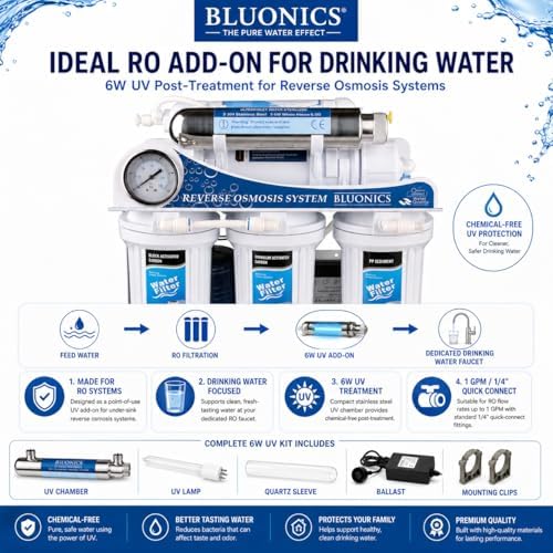 Bluonics Ultraviolet Light Water Purifier UV System for Reverse Osmosis Drinking Water System 0.5 GPM - Image 3