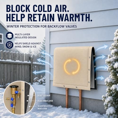 Backflow Preventer Cover Insulated Pouch, 30 x 24 Inch 5-Layer Winter Freeze Protection for Outdoor Sprinkler Valves and Pipes, Includes 10 Cable Ties and 1M Self-Fusing Silicone Tape (20X16) - Image 2