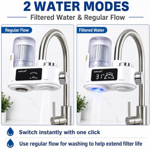 Faucet Mount Water Filter with UV Light & LED Indicator, 8-Stage Carbon Filtration for Clean Drinking Water, Includes 2 Extra Replacement Filters – Model EL-LS-A21 (White Color) - Image 6