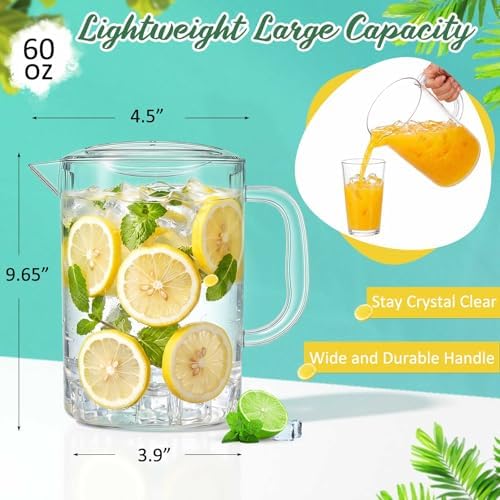 Tessco 12 Pcs Plastic Pitchers 60 Oz Clear Water Beer Jug Large,Fashion - Image 2