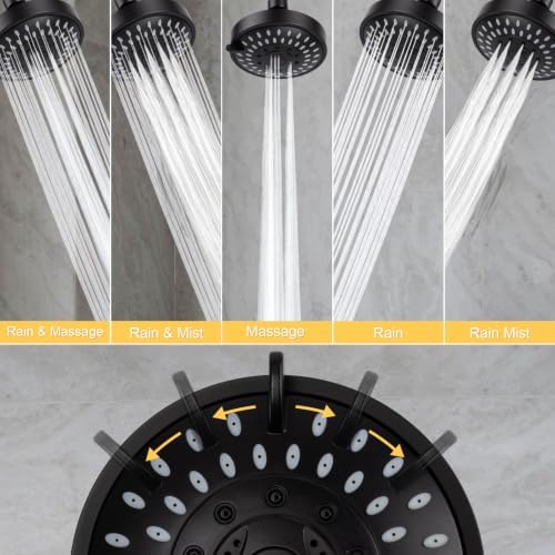 AISOSO High Pressure Rain Shower Head 2PCS 5 Modes 4.1 Inch Matte Black - Image 4