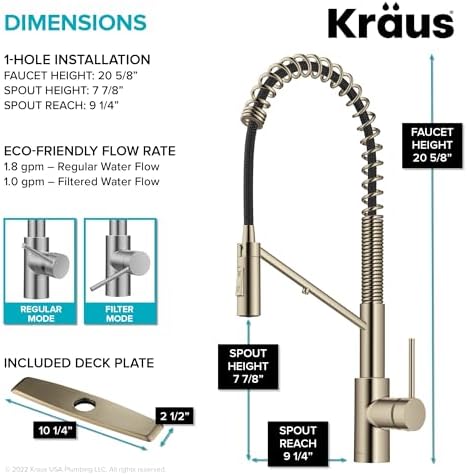 KRAUS Oletto 2-in-1 Commercial Style Pull-Down Single Handle Water Filter Kitchen Faucet for Reverse Osmosis or Water Filtration System in Spot-Free Antique Champagne Bronze, KFF-2631SFACB - Image 4