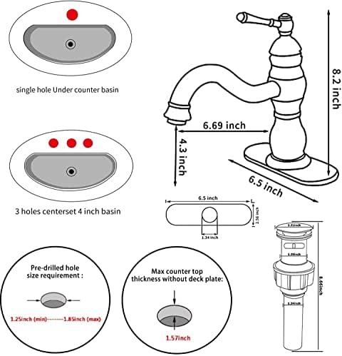 Bathroom Faucet Brushed Nickel GGStudy 360° Swivel Bathroom Vanity Faucet Single Handle One Hole Bathroom Sink Faucet Basin Matching Pop Up Drain with Overflow - Image 7