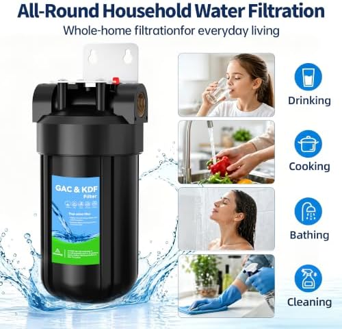 Whole House 10"x4.5" GAC/KDF Water Filter Housing 1" Standard Interface - Image 5
