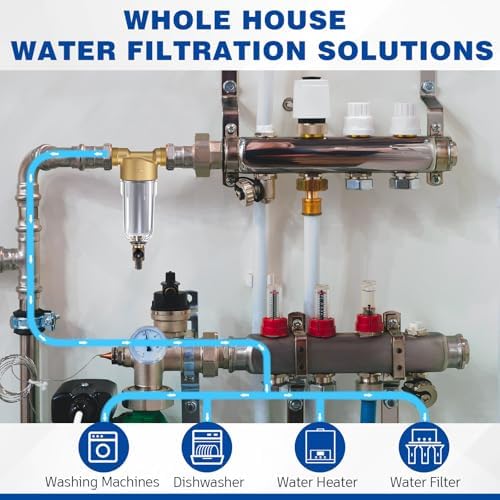 WILLBOND 3/4" Spin Down Sediment Water Filter, 50 & 100 & 200 Reusable House Sediment Filter with 2 Adapters, for Home & Commercial Water Pre-filtration System Ideal for Home Owners, DIY Enthusiasts - Image 5