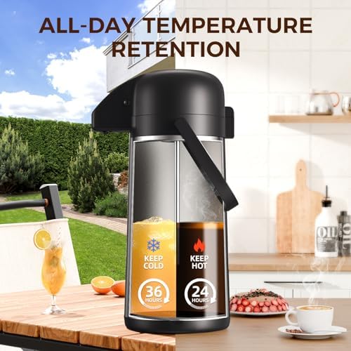 Coffee Carafe for Keeping Hot, 102OZ / 3L Airpot Coffee Dispenser with Pump - Image 4