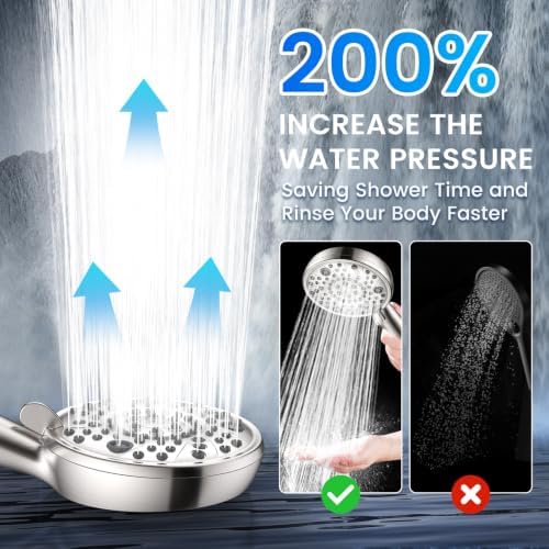 FEELSO Shower Head with Handheld Combo, 8" High Pressure Double Shower Head - Image 3