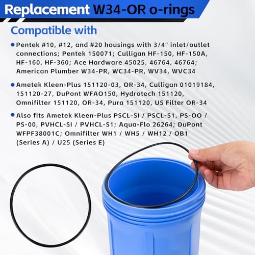 Xastro SPBW-1 Heavy Duty Water Filter Wrench & 2-Pack W34-OR O-Rings Kit – Complete Maintenance Set for Culligan HF-150, Pentek 150295, American Plumber – Durable Metal Wrench with Buna-N O-Rings - Image 4