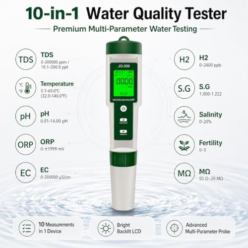 Professional 10-in-1 TDS Water Tester for Drinking Water,Mart Digital Water Quality Tester with AI ADC Chip,Advanced Precision Sensing with ATC Compensation,Advanced Multi-Parameter Water Analysis - Image 4