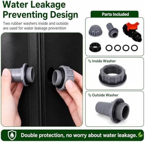 132 Gallon Collapsible Rain Barrel, Portable Rainwater Collection System, Water Storage Tank, Rain Catcher Barrel with Two Spigots and Overflow Kit, Rain Water Barrel Collector for Garden, Black - Image 7