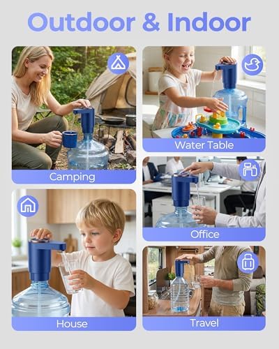 Water Jug Pump for 5 Gallon Bottle – Portable Electric USB-C Charging Dispenser, Dual Powerful Motors, Fast Flow, Fits 2-5 Gallon Jugs – Ideal for Home, Office, Camping, RV, Blue - Image 5