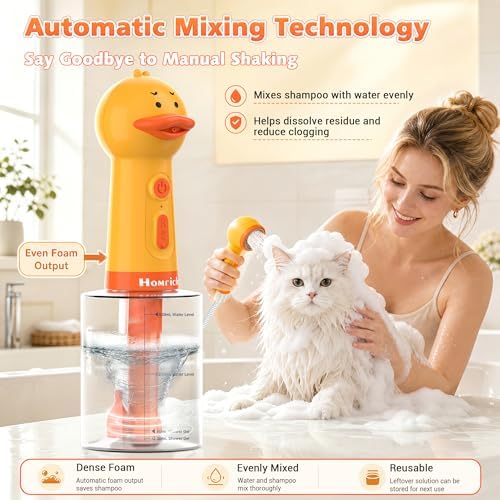 500ml Dog Shampoo Dispenser with Brush, Auto-Mix Duck Foam Sprayer - Image 3