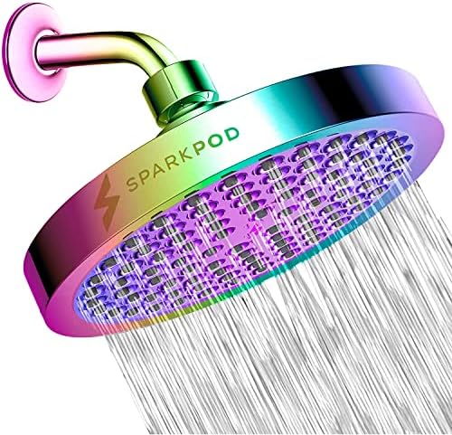 SparkPod Rain Shower Head, 6 Inch Round, Radiant Rainbow Finish by SparkPod