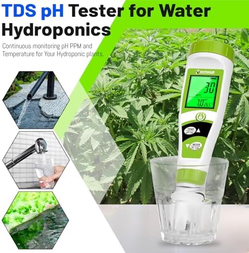 UIUZAMR pH Meter for Hydroponics PPM EC Meter for Water Hydroponics - Image 4