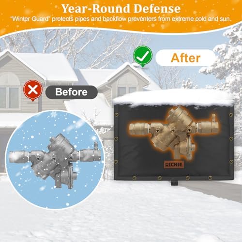Backflow Preventer Insulated Cover (5°F) for Winter Freeze Protection, 21"W x 16"H Thickened Pressure Reducing Value & Well Pump Cover, Outdoor Waterproof Insulation Pouch for Sprinkler Valve, Black - Image 4