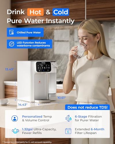 Waterdrop CT01 Countertop Water Filter System, Hot and Cold Water Dispenser with Multi-Stage Filtration with WD-CF01 Replacement Filter 1 Pack, Bundle - Image 2