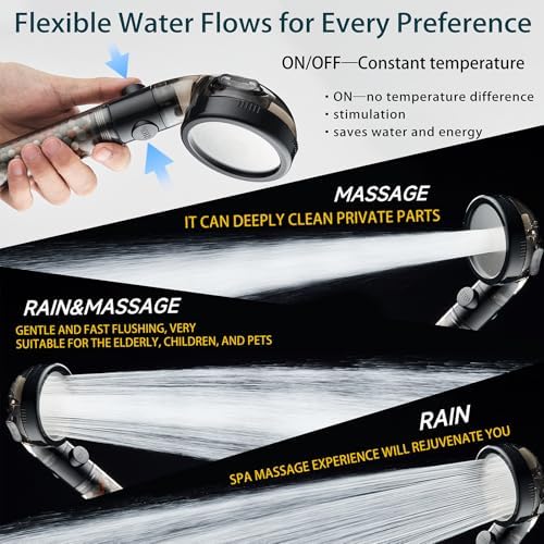 Filtered Shower Head with Handheld - High Pressure Mineral ShowerHead with Filters for Hard Water - Reduces Dry Itchy Skin, Easy Instal, 4 Modes, Water Saving, Durable, Detachable anti blocking - Image 4