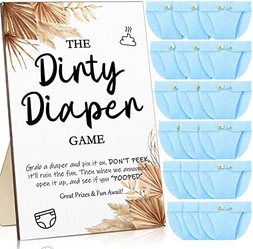 Roowest 51 Pcs Dirty Diaper Baby Shower Games, Boho Blue by Roowest
