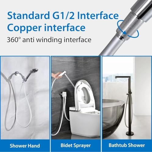 31 Inches PVC Shower Hose Replacement Silver - Image 5