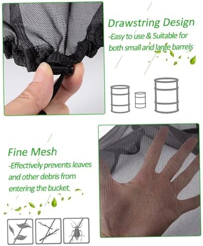 Mesh Cover for Rain Barrel 47 Inch Tear-Resistant Rain Barrel Cover Net with Drawstring Outdoor Butt Net to Keep Leaves and Debris Out Black - Image 3