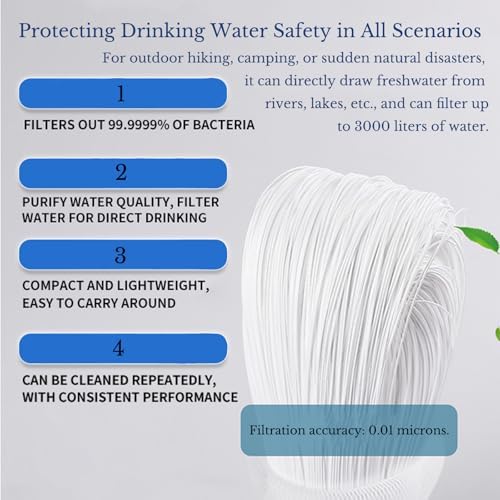 4 Pack Survival Water Filter Straw for Hiking & Camping, 2025 Personal Portable Water Purifier, 3000L Long Life, Includes Bottle & Hydration Bladder Adapters (4, Dark Green, 3x3x19.3cm) - Image 3