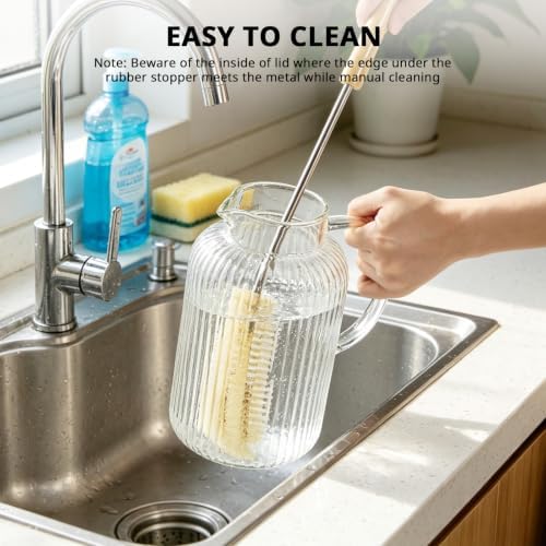 Bivvclaz 2.6 Liter 88 oz Stripes Glass Pitcher with Lid and Handle - Image 3