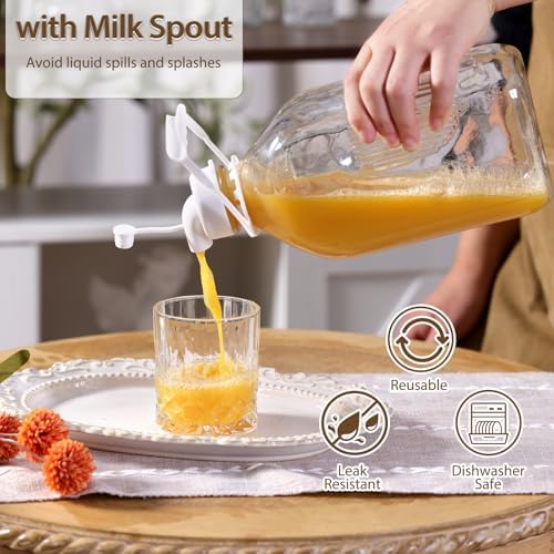 CUCUMI 2 Pack 64 Oz Glass Milk Bottle with Lid - Image 4
