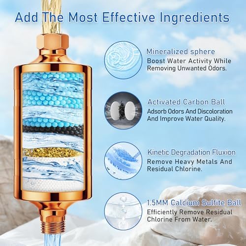 Larger Premium Metal Shower Filter, Stainless Steel 304, Clean Soft Water, Remove 99% Chlorine, Improve Your Skin Nail Hair, Easy to Install (Rose gold) - Image 2