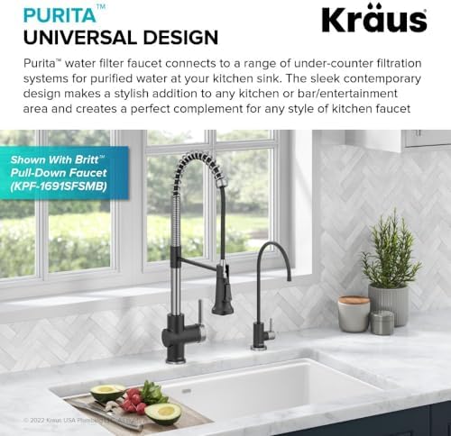 KRAUS® Purita™ Single Handle Drinking Water Filter Faucet for Reverse Osmosis or Water Filtration System in Spot-Free Stainless Steel/Matte Black, FF-100SFSMB - Image 2