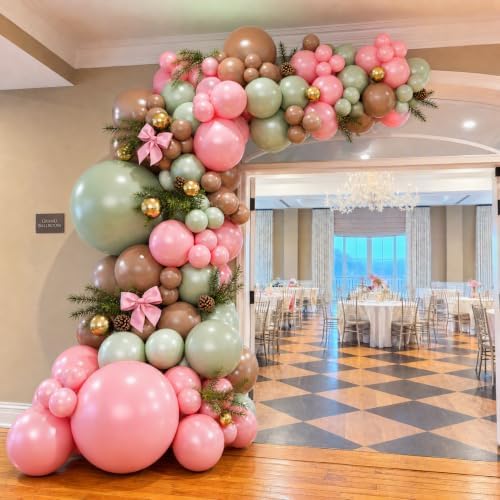CROSSFINGERS Pink Green Brown Balloon Arch Kit for Christmas Decorations - Image 3