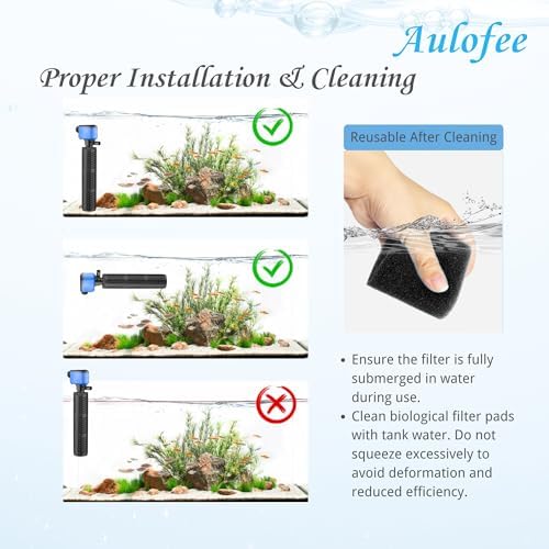 100-300 Gallon Submersible Aquarium Filter, Internel Fish Tank Filters for Large Tanks, Whisper Turtle Tank Filter for Small Pond, Saltwater & Freshwater, Deep Blue - Image 5