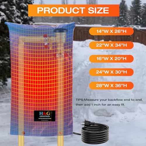 H&G Lifestyles Heated Backflow Cover for Water Pipe ,22" W x 34" H - Image 4