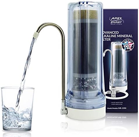 APEX MR-1050 Countertop Water Filter, 5 Stage Mineral pH Alkaline Easy Install Faucet Water Filter - Reduces Heavy Metals, Bad Taste and Up to 99% of Chlorine - Clear by ApexExprtWaterFilters
