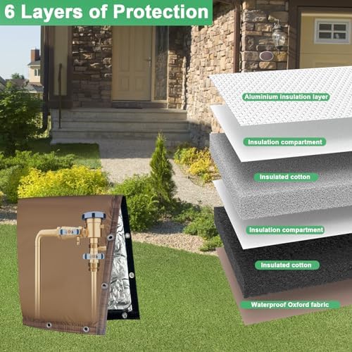 Backflow Preventer Insulated Cover (5˚F) Thick 6-Layer Fabric Pipe Insulation Cover (UV Coated) Winter Freeze Protection,for Water Well Pump Covers and Sprinkler Valve Covers (24" W X 26" H) - Image 2