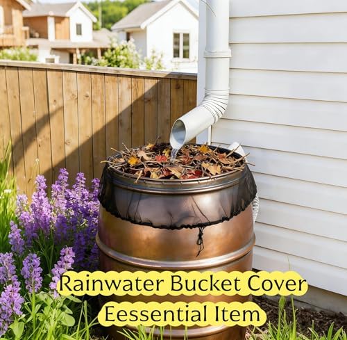 2-Pack Mesh Cover for Rain Barrels, 39 Inch Debris Cover with Drawstring, Outdoor Water Collection Bucket Protector Screen, Prevent Fallen Leaves for Garden, Yard, Eaves Downspouts - Image 6