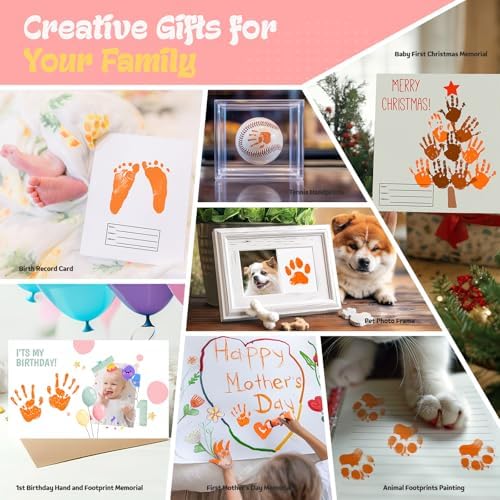 Nabance Baby Hand and Footprint Paint, Sponge Head, Baby Safe Paint, Orange - Image 6