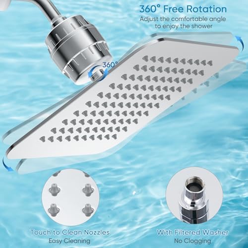 10'' High Pressure Filtered Shower Head Combo 20 Stage Shower Filter for Hard Water, Removes Chlorine & Harmful Substances (Chrome Polished) - Image 3