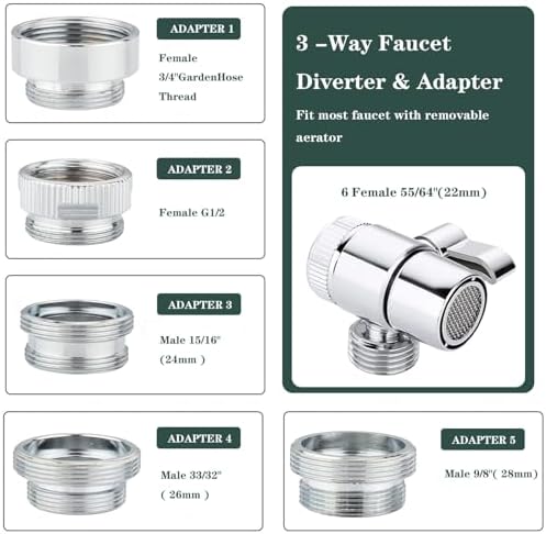 Bathtub Shower Head Sink-Faucet set，Tub faucet spayer attachment with 5 Adapters and 59" Hose for Pet Dog Rinse、 Baby Bath 、Hair washing, ON/OFF Extension for Tub, Utility Sink, Garden and Bathroom - Image 5