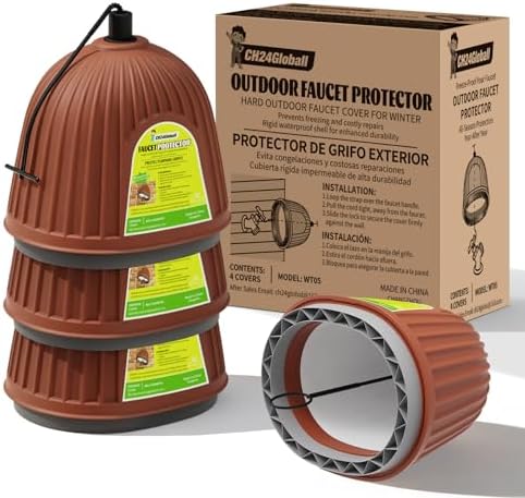 4-Pack Hose Bib Covers for Winter, Triple-Layer Foam & Reinforced Shell by CH24Globall