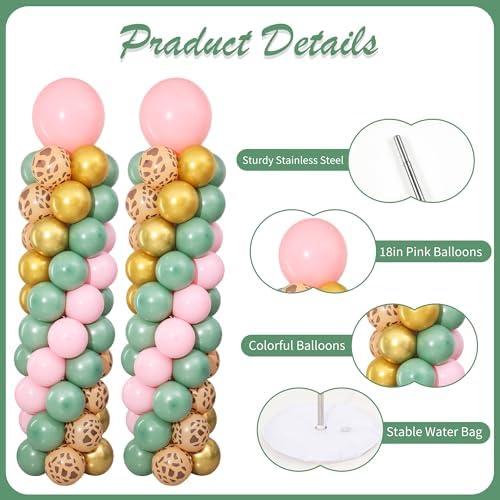Pink and Green Gold Balloon Column Stand Kit Set of 2 for Floor - Image 5