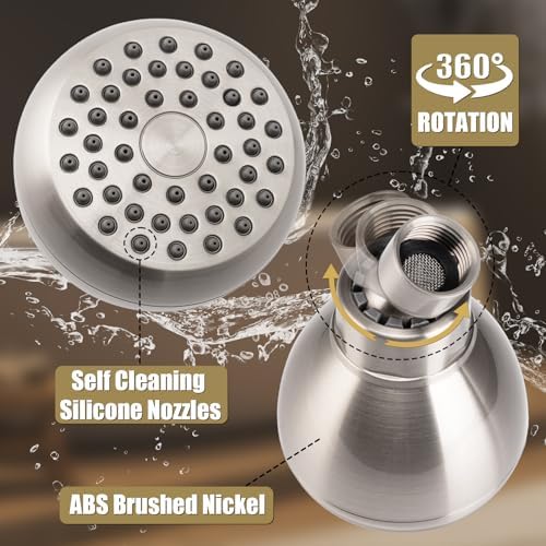 AISOSO Fixed Shower Head High Pressure 3 Inch Showerhead Brushed Nickel - Image 3