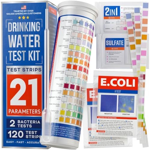 Bestprod All-New 21 in 1 Drinking Water Testing Kit Strips, Home Tap and Well Water Test Kit for Hardness, Lead, Iron, Copper, Chlorine, Fluoride by TESTSTRIPSBESTPROD