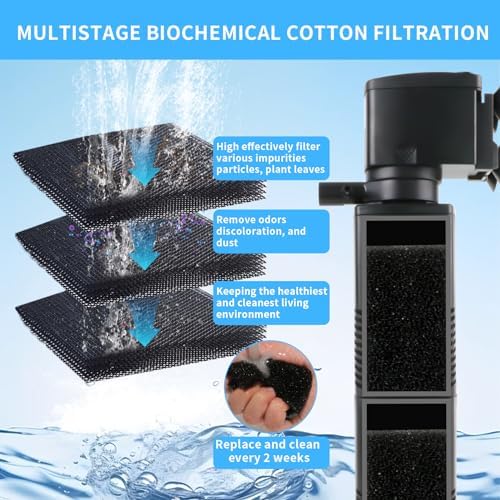 Aquarium Filter for 55-150 Gallons Tank, Internal Fish Tank Filter, Powerful Pump Submersible for Large Fish Tanks, Turtle Tanks, Kois Aeration Deodorization Wave Making Decontamination Filter System - Image 3