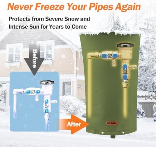 TOHONFOO Backflow Preventer Cover, Pipe Freeze Insulation, 14"Wx26"H, Green - Image 3