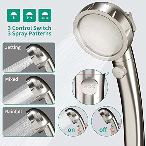 High Pressure Shower Head with Handheld, Brushed Nickel - Image 3